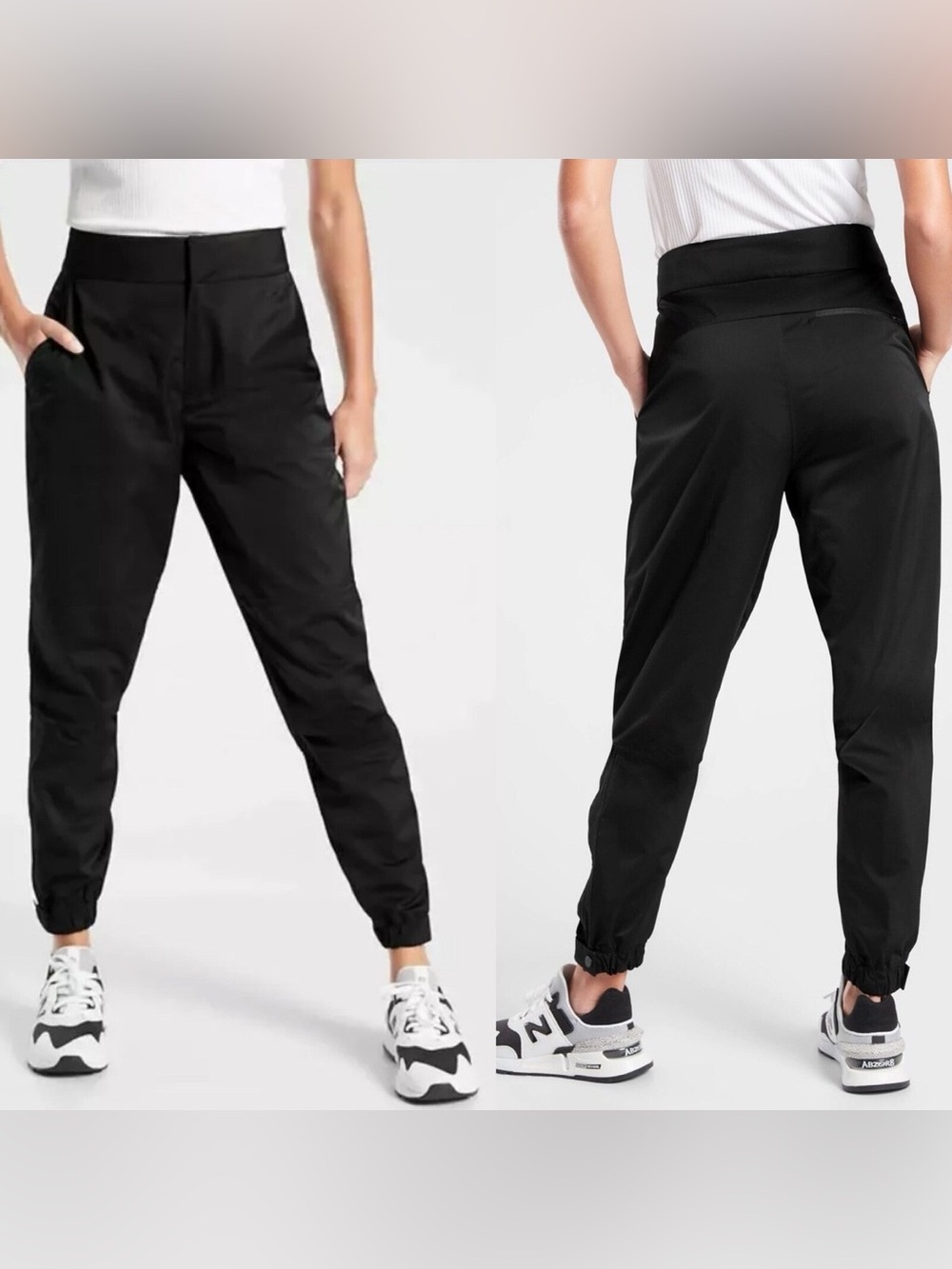 Athleta Radiant Jogger Women’s Black Tapered Pants Size 4 Zip Pockets